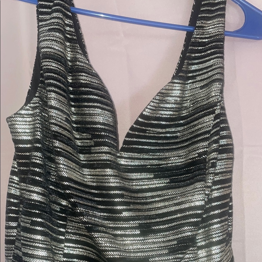 Black and Silver Striped Sleeveless Top